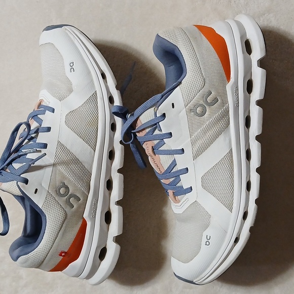 On Running Shoes - On Cloudrunner Undyed White/Flame Running Training Shoes Size 8.5 Womans